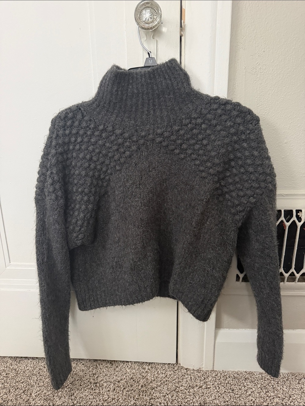 Free People Dark Gray Chunky Knit Turtleneck Sweater